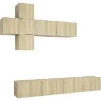 The Living Store 7-tlg. TV-Schrank-Set Sonoma-Eiche Holzwerkstoff