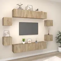 The Living Store 8-tlg. TV-Schrank-Set Sonoma-Eiche Holzwerkstoff