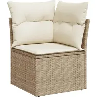vidaXL Garten-Ecksofa mit Kissen Beige Poly Rattan