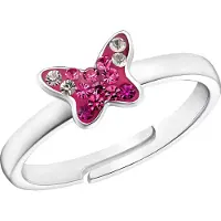 Prinzessin Lillifee Fingerring "Schmetterling", pink (silberfarben, pink, rosa, kristallweiß), Fingerringe, Damen, 1,2 g, Silber 925 (Sterlingsilber), 1,8mm, Fingerring, mit Preciosa Crystal