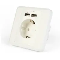 EnerGenie EG-ACU2A2-01, 2 x USB + CEE 7/3, CEE 7/4, Weiß, CE, 250 V, 16 A