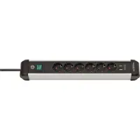 Brennenstuhl 1391030610, 3 m, Drinnen, Abgewinkelt, IP20, Schwarz, Silber, 6 AC-Ausgänge