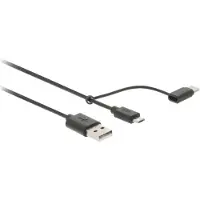 Nedis CCGL60610BK10 2 in 1-Kabel USB-A auf USB Micro-B auf USB-C 1 m PVC Schwarz