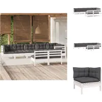 vidaXL 8-tlg. Garten-Lounge-Set mit Kissen Weiß Kiefer Massivholz - Gartenmöbel-Sets