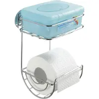Wenko Turbo-Loc WC-Rollenhalter mit Ablage, Befestigen ohne Bohren - mit Spezial-Klebepad, Maße: 16,5 x 24,5 x 14 cm