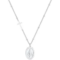 Elli Kette mit Anhänger "Halskette Kugelkette Kreuz Marienbild 925 Sterling Silber" Gr. 45, silber, Halsketten, Damen, ohne Stein, Silber 925 (Sterlingsilber), Kette mit Anhänger