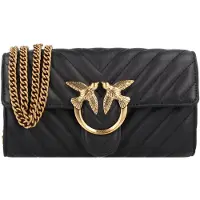 Pinko Umhängetasche Clutch Love One Mini Icon Wallet C Nappa Chevron Black - Antique Gold schwarz