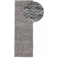 Carpetfine Wollteppich "Sina, auch als Läufer", grau (dunkelgrau), B:80cm H:14mm L:300cm, Wolle, Teppiche, Wollteppich, Handweb Teppich, reine Wolle, meliert, handgewebt, weich & kuschelig