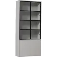 Woood Vitrine "Basic", weiß, B:101cm H:230cm T:40cm, FSC-zertifizierter Holzwerkstoff, Schränke, Vitrine, mit vier Türen, Breite 101 cm