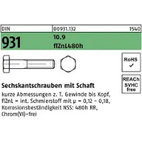 Reyher DIN 931 / ISO 4014 - Stahl 10.9 flZnL/nc/x/x/480h/C - M 24x90 - Sechskantschrauben Teilgewinde