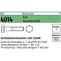 Industrial Quality Supplies ISO 4014 - Stahl 8.8 feuerverzinkt tZn U - M 12x140 - Sechskantschrauben mit Schaft