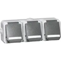 PEHA by Honeywell Aufputz-Steckdose PEHA IP44, Schuko, Beschriftung, D 6633 WAB NA - 3-fach