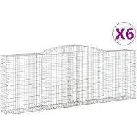 vidaXL Gabionen mit Hochbogen 6 Stk. 400x50x140/160cm Verzinktes Eisen
