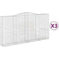 vidaXL Gabionen mit Hochbogen 3 Stk. 400x50x200/220cm Verzinktes Eisen