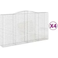 vidaXL Gabionen mit Hochbogen 4 Stk. 400x50x220/240cm Verzinktes Eisen