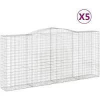 vidaXL Gabionen mit Hochbogen 5 Stk. 400x50x180/200cm Verzinktes Eisen