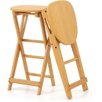 Costway 2er Set Barhocker Klappbar, Barstuhl Bambus mit Fußstütze, Küchenstuhl Sitzhöhe 61 cm, Tresenhocker Bistrohocker, 36 x 33 x 61 cm (2 Stühle ohne Lehne)