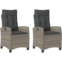vidaXL Gartensessel mit Kissen 2 Stk. Verstellbar Grau Poly Rattan