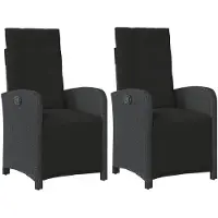 vidaXL Gartensessel mit Fußteil 2 Stk. Verstellbar Schwarz Poly Rattan