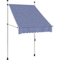 The Living Store Markise Einziehbar Handbetrieben 100 cm Blau/Weiß Gestreift