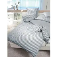 Janine Kissenbezug "Modernclassic", grau, B:80cm L:80cm, Mako-Satin, Obermaterial: 100% Baumwolle, Kissenbezüge, Kissenbezug, mit Streifen
