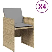 vidaXL Gartenstühle mit Kissen 4 Stk. Beigemischung Poly Rattan