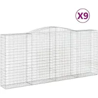 vidaXL Gabionen mit Hochbogen 9 Stk. 400x50x180/200cm Verzinktes Eisen