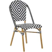 Beliani Rattanstuhl 4er Set mit schwarzem und weißem Muster Metall Beine in Holzoptik Außenbereich Modern