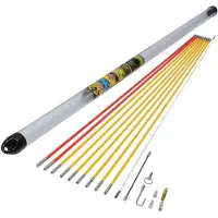 Calvin Klein Einziehstangensatz "MightyRod PRO", Standardsatz, 10 m bestehend aus 10 Stäben à 1 m, Kabelhaken, Ring & flexibler - 1 Stück (T5421)