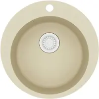 vidaXL Granitspüle Einzelbecken Rund Beige