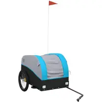 vidaXL Fahrradanhänger Schwarz und Blau 45 kg Eisen