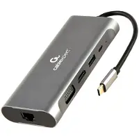 Gembird A-CM-COMBO7-01, USB 3.2 Gen 1 (3.1 Gen 1) Type-A, 100 W, Grau, MicroSD (TransFlash), SD, 30 Hz, 3.5mm, HDMI, RJ-45, USB 3.2 Gen 1 (3.1 Gen 1) Type-A, USB 3.2 Gen 1 (3.1 Gen 1) Type-C, VGA