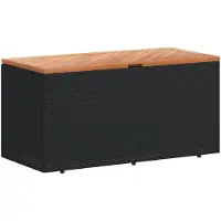 vidaXL Gartentruhe Schwarz 110x50x54 cm Poly Rattan Akazienholz