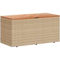 DKD Home Decor Gartentruhe Beige 110x50x54 cm Poly Rattan Akazienholz