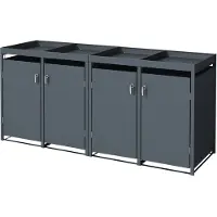ML-Design Mülltonnenbox 4er mit Pflanzdach für 4 Mülltonnen, 240L 264x80x124cm Anthrazit, Stahl, wetterfest/abschließbar