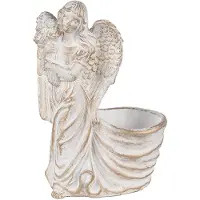 Clayre & Eef Blumentopf Engel 22x13x30 cm Weiß Stein