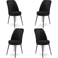 Skye Decor , Dexa - Black, Brown, Stuhlset (4 Stück), 100 % METALL, Schwarz, 45 x 42 x 89 cm