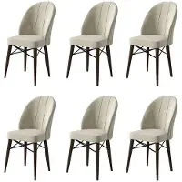 Skye Decor , Ritim - Cream, Brown, Stuhlset (6-teilig), 100 % METALL, Creme, 44 x 42 x 96 cm
