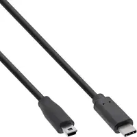 InLine USB 2.0 Kabel, USB-C Stecker an Mini-B Stecker, schwarz, 1,5m, 1,5 m, USB C, Mini-USB B, USB 2.0, Stecker/Stecker, Schwarz