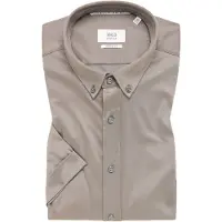 Eterna Kurzarmhemd "MODERN FIT", Herren, Gr. 48, Normalgrößen, grau (hellgrau), Jersey, 100% cotton, tailliert, Hemden Kurzarmhemd, NON IRON (bügelfrei)