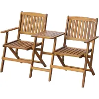 The Living Store Gartenbank Klappbar mit Teetisch 140 cm Massivholz Akazie