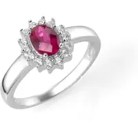 Smart Jewel Silberring "Ring zauberhaft, farbiger Stein und weiße Zirkonia, Silber 925" Gr. 56, rot, Fingerringe, Damen, 56, Silber 925 (Sterlingsilber), Silberring