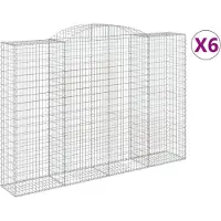 vidaXL Gabionen mit Hochbogen 6 Stk. 300x50x200/220cm Verzinktes Eisen