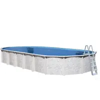 Interline Diana Oval 8,50 x 4,90 m inkl. Zubehör, 39000 l, Gerahmter Pool, Erwachsener & Kind, Leiter, Weiß, 570 kg