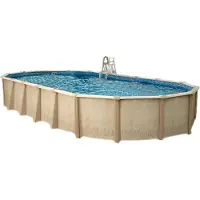 Interline Century Oval 6,10 x 3,60 m inkl. Zubehör, Gerahmter Pool, Erwachsener & Kind, Leiter, Beige, 420 kg