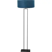 Steinhauer Stehlampe Stang, schwarz/Velours blau, Höhe 160 cm, E27