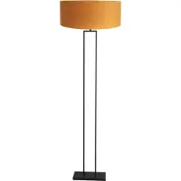 Steinhauer Stehlampe Stang, schwarz/Velours gold, Höhe 160 cm, E27