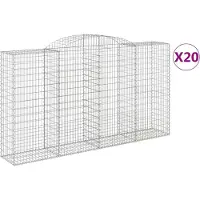 vidaXL Gabionen mit Hochbogen 20 Stk 300x50x160/180cm Verzinktes Eisen