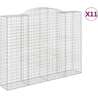 vidaXL Gabionen mit Hochbogen 11 Stk 300x50x220/240cm Verzinktes Eisen