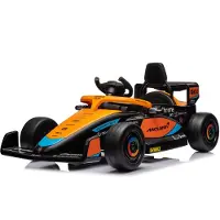Vrooomy McLaren Formel 1 Kinder Elektroauto 12V (1–5 Jahre) – Offiziell Lizenziert F1 Design, mit 2.4G Fernbedienung, Bluetooth MP3 & EVA-Reifen – Kinder Elektroauto – Orange